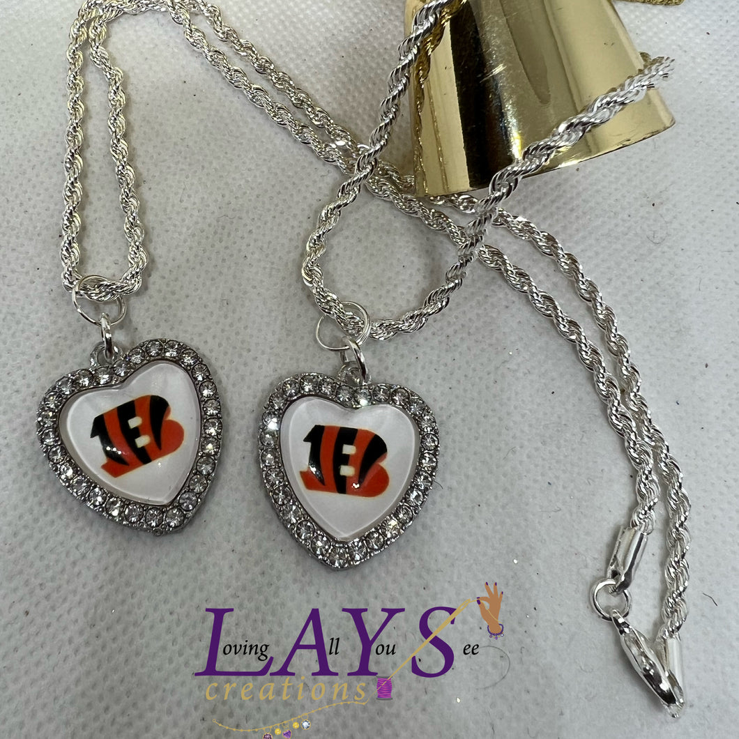 Who Dey Heart bengals inspired necklace and bracelet set