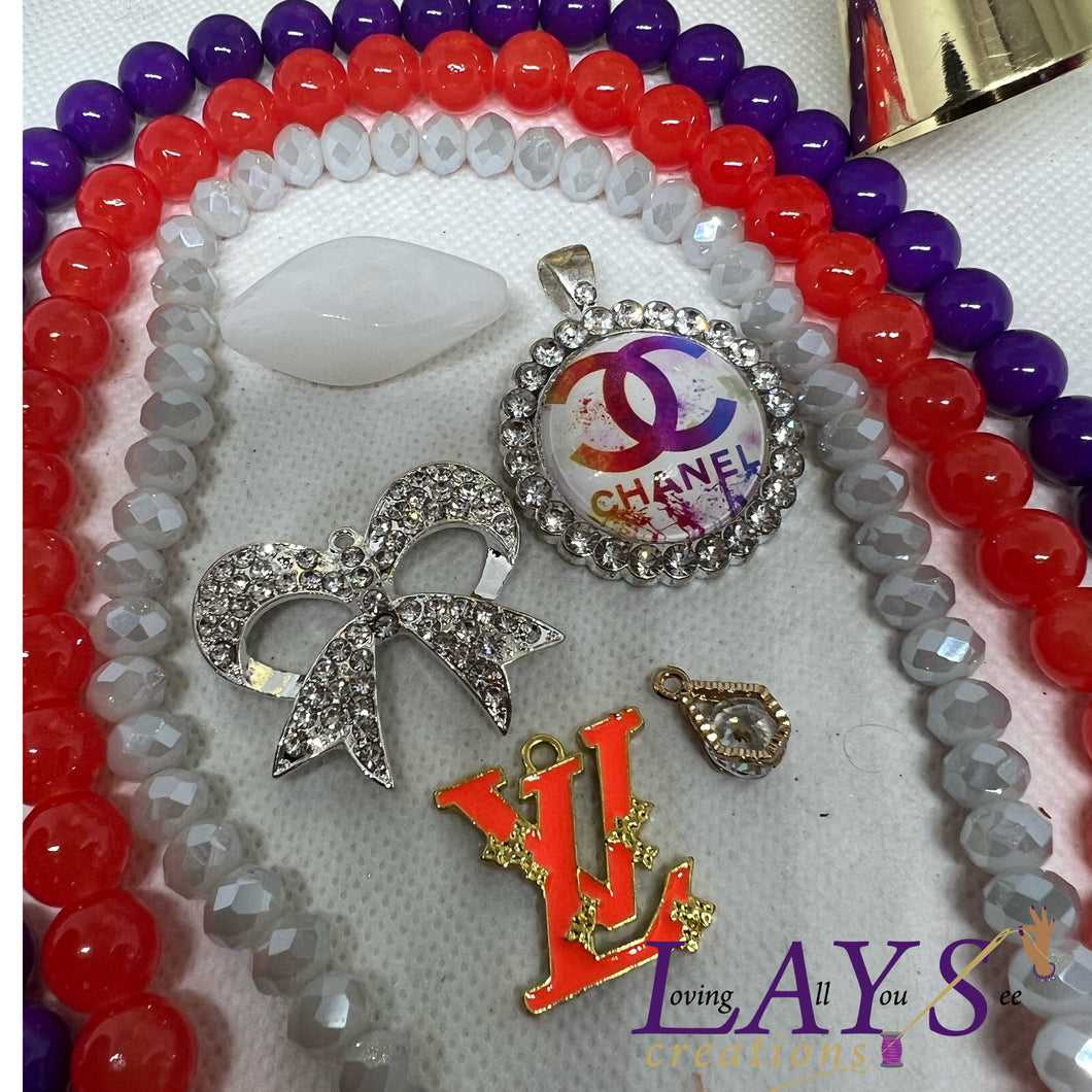 Special offer- purple & orange beads & Charm Bundle set- Read full description