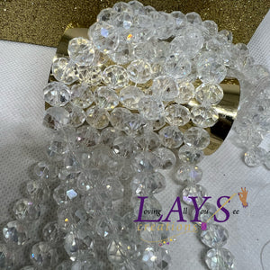 10mm faceted crystal bead strand- clear diamonds