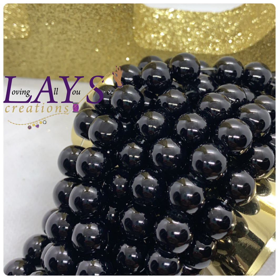 10mm Glass beads- black