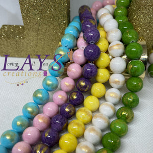 12mm jade bead with gold specs strands- Various Colors