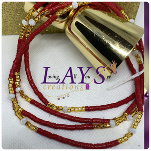 Red and gold crystal waist beads