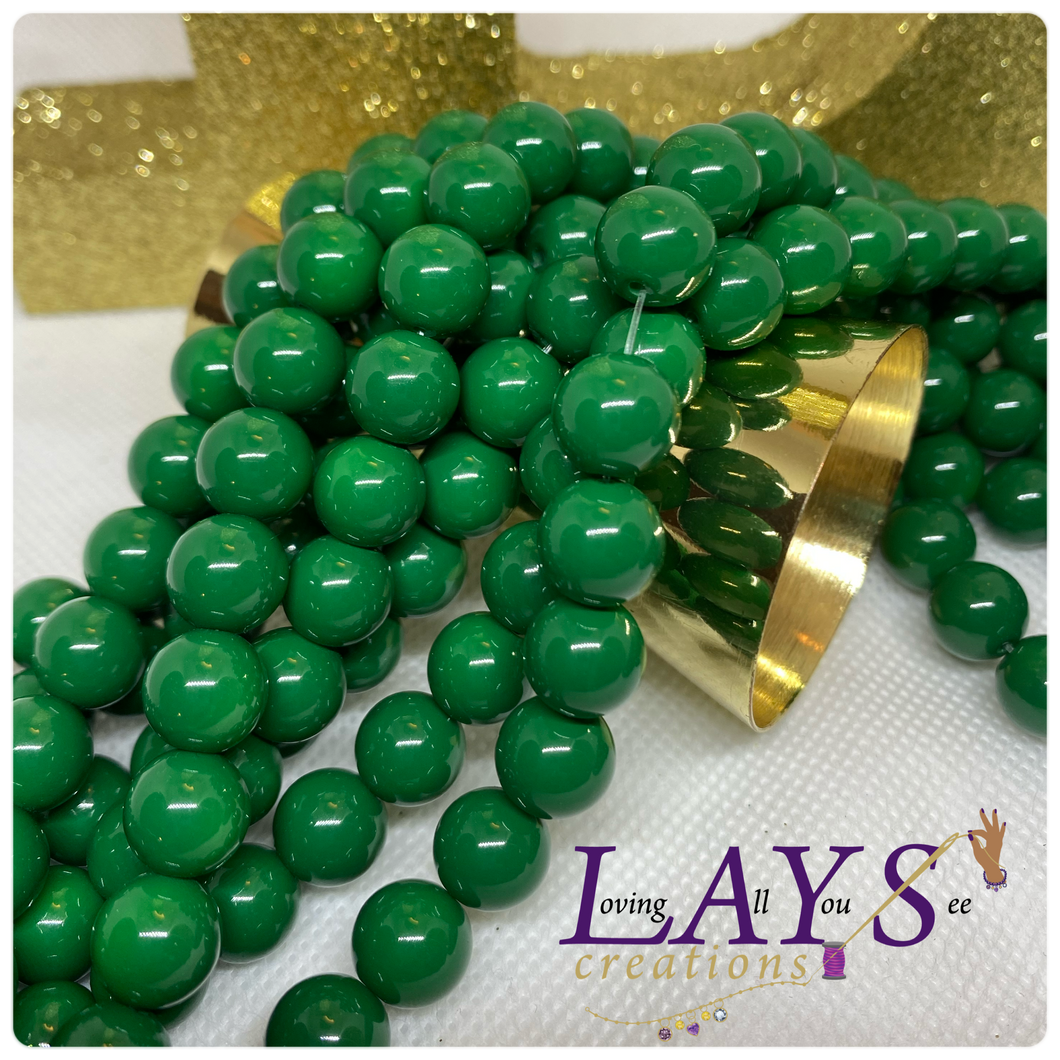 10mm Glass beads- green