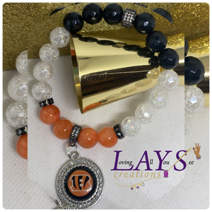 Cincinnati Bengals Inspired womens gemstone bracelet