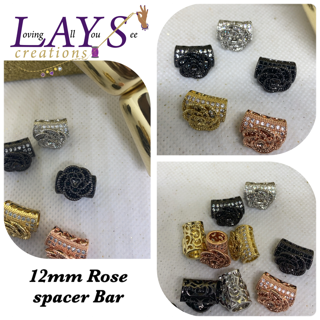 12mm Rose CZ micro pave Tube Spacer