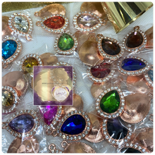 Load image into Gallery viewer, Bling Teardrop charms rose gold base
