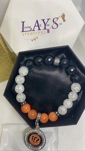 Cincinnati Bengals Inspired womens gemstone bracelet