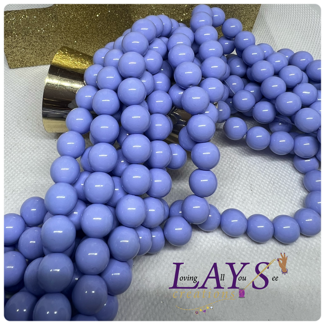 10mm Glass beads- Periwinkle