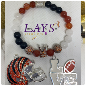 Bengals Inspired White, orange, and black King bracelet