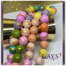 Load image into Gallery viewer, 10mm jade bead with gold specs strands- Various Colors
