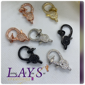 Large microPave cz gold plates lobster clasp and matching bail