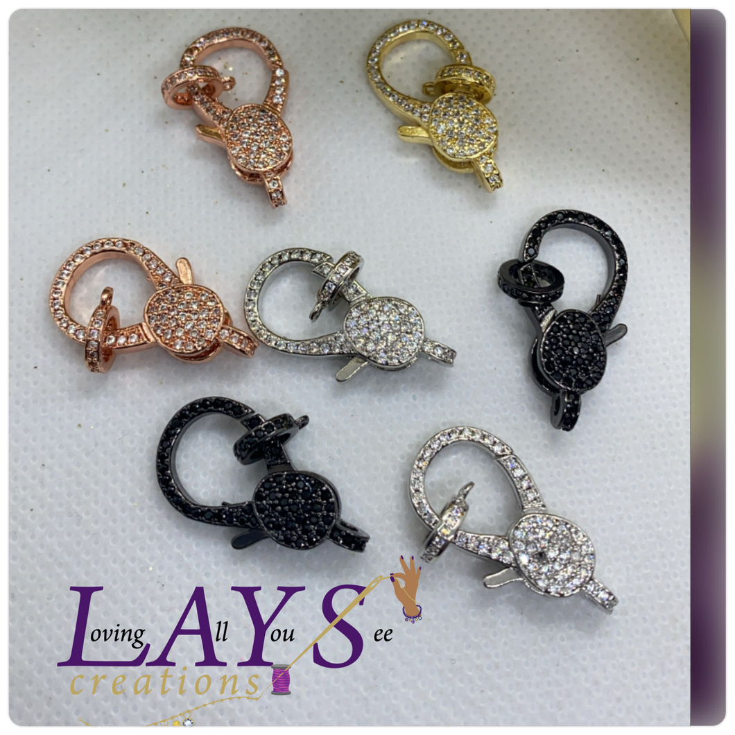 Large microPave cz gold plates lobster clasp and matching bail
