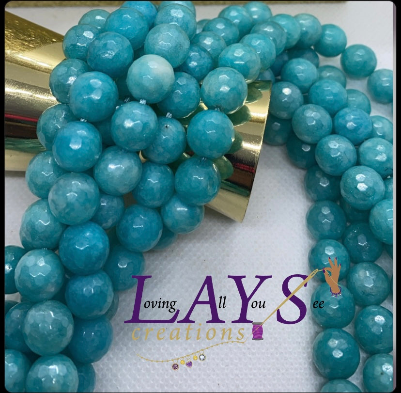 10mm turquoise Faceted electroplated jade bead strands