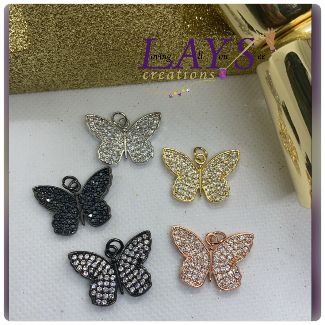 CZ pave small butterfly charms