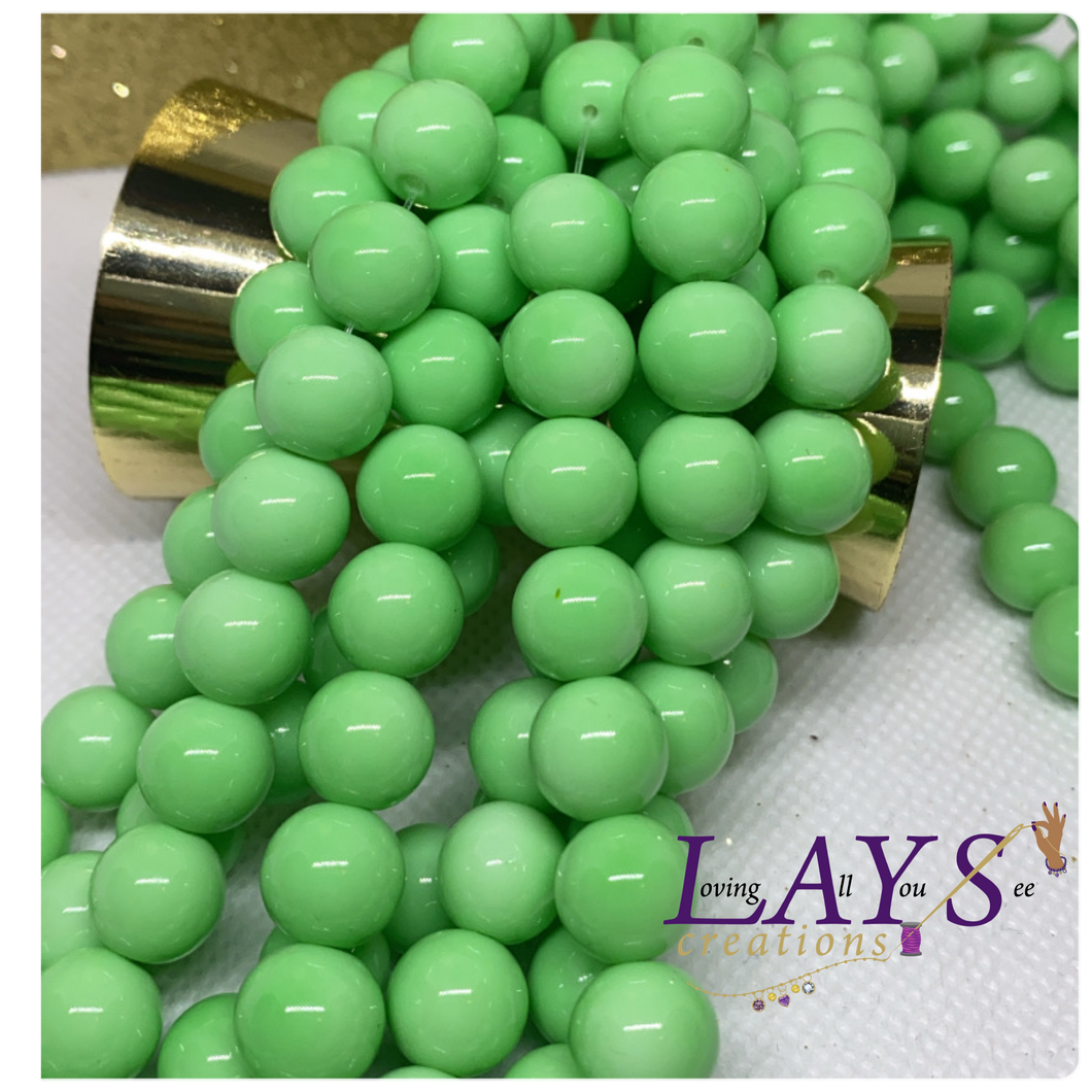 10mm Glass beads- aqua green