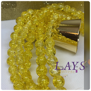 10mm crackle yellow glass beads