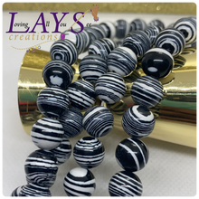 Load image into Gallery viewer, 10mm synthetic Striped Malachite bead strand
