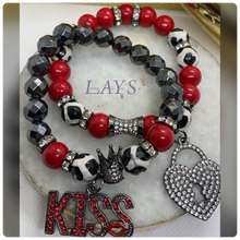 Load image into Gallery viewer, Red black and white womens bracelet
