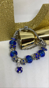 Silver solid color European Rope Charm Bracelet