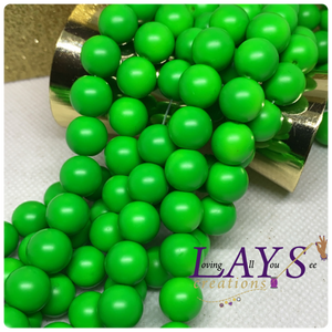Neon Green Matte 10mm Glass beads