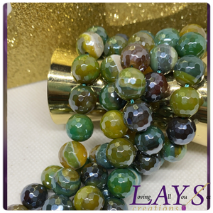 10mm Faceted Electroplated Agate Bead Strands