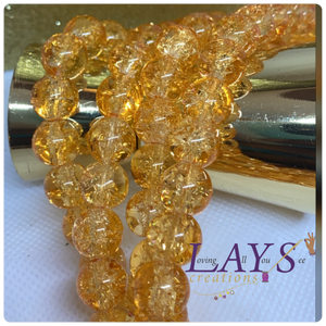 10mm crackle yellow/orange glass beads