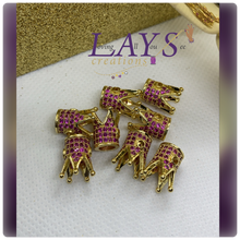 Load image into Gallery viewer, Pink CZ microPave crown spacer 2 tone
