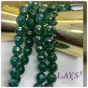 8mm electroplated faceted stone bead strands