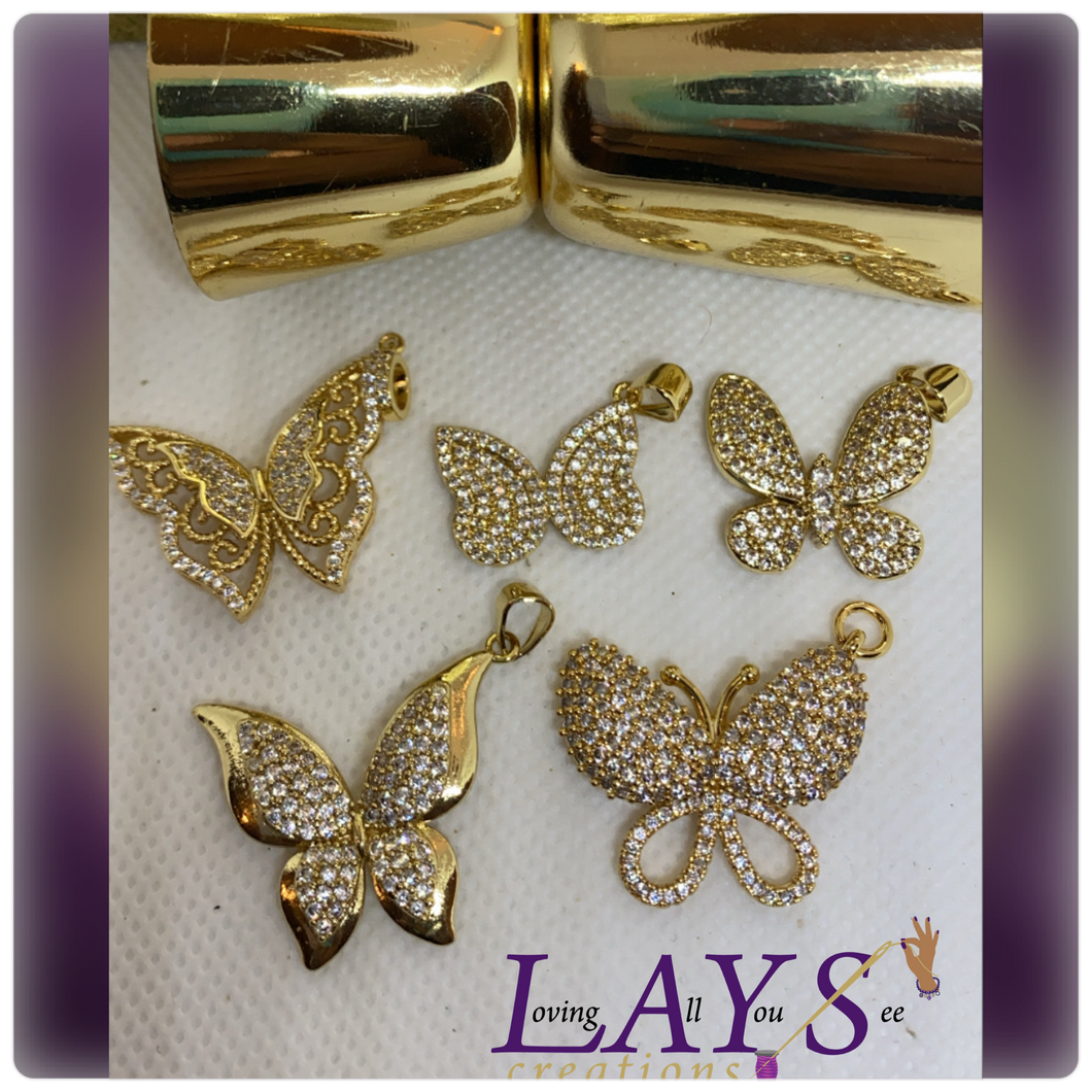 I love butterflies charm Bundle pack- Gold