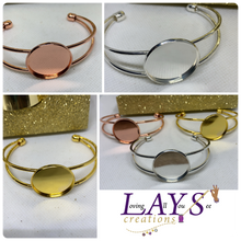 Load image into Gallery viewer, cuff bangle with 20mm cabachon- select color

