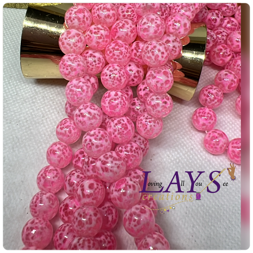 Leopard Glass Series 10mm- Pink