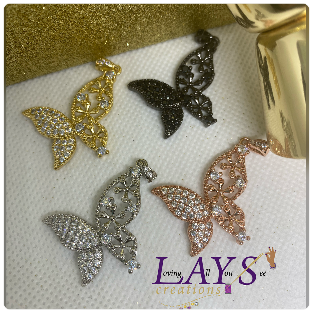 CZ pave beautiful butterfly charms
