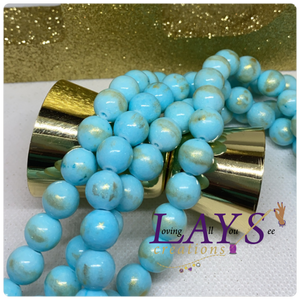 10mm jade bead with gold specs strands- Various Colors