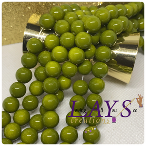 10mm Glass beads- olive green