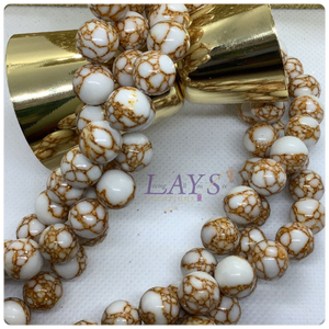 12mm white Golden Lace Howlite bead strand