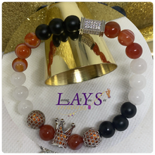 Load image into Gallery viewer, Bengals Inspired White, orange, and black King bracelet
