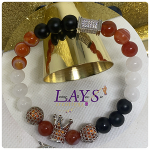 Bengals Inspired White, orange, and black King bracelet