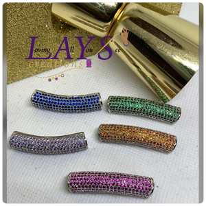 Large silver colorful CZ micro pave Tube Spacer