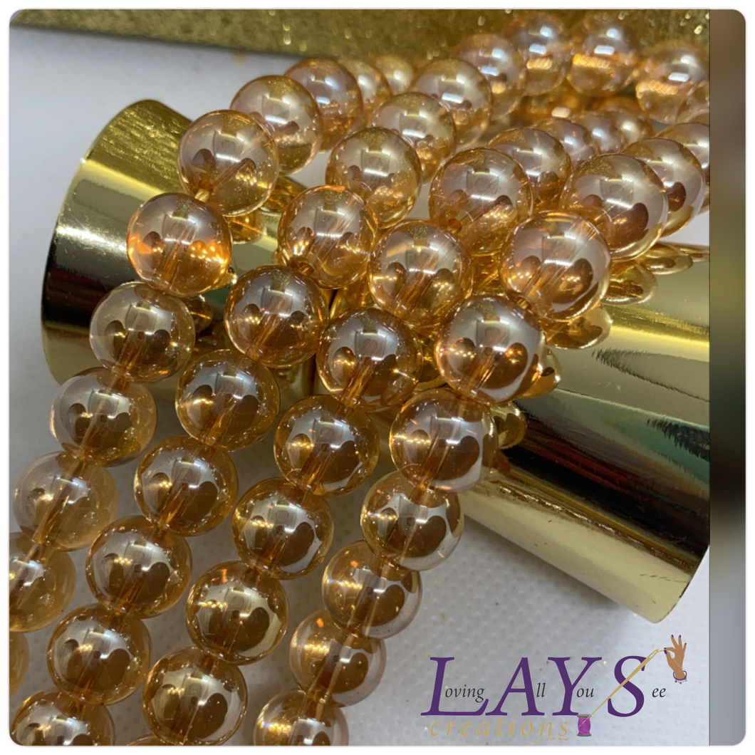 12mm Electroplated champagne glass beads