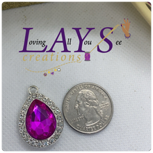 Load image into Gallery viewer, Bling Teardrop charms- silver base
