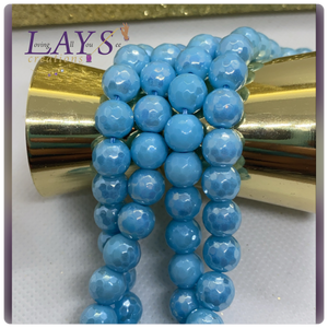 8mm electroplated faceted stone bead strands