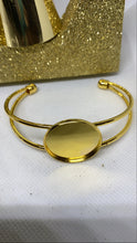 Load image into Gallery viewer, cuff bangle with 20mm cabachon- select color
