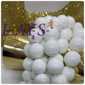 DISCOUNTED 10mm Glass beads SMALL HOLES .7mm string only will work- White