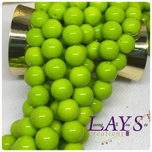 10mm Glass beads- lime green