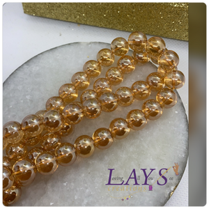 10mm Electroplated champagne glass beads