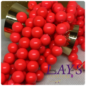 Neon Reddish orange Matte 10mm Glass beads