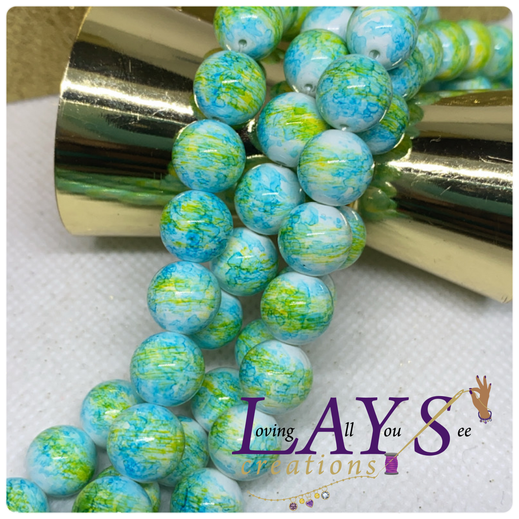 10mm Glass beads- Bluetiful