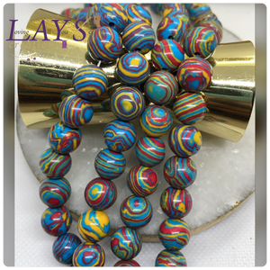 10mm synthetic Striped Malachite bead strand
