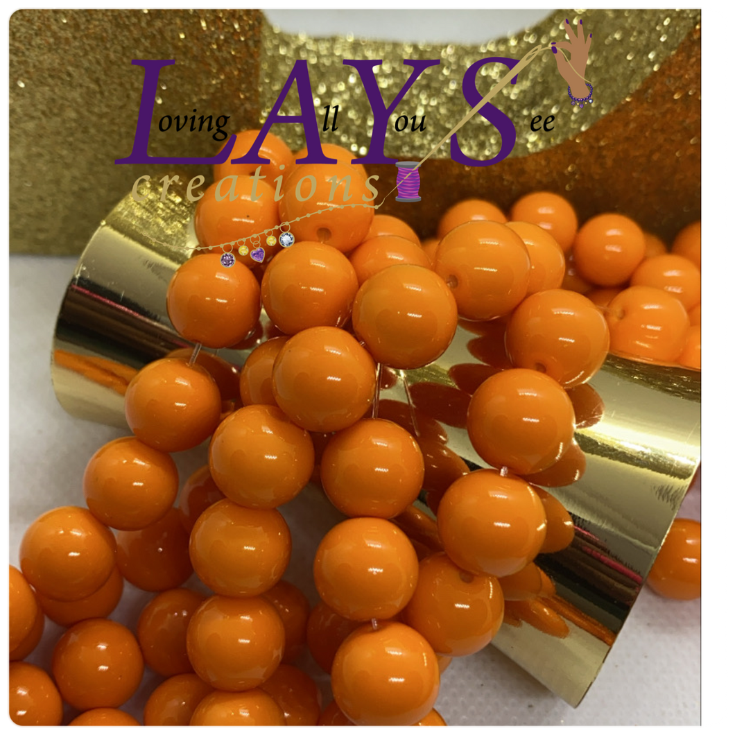 10mm Glass beads- tangerine Orange