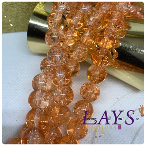 10mm crackle orange glass beads